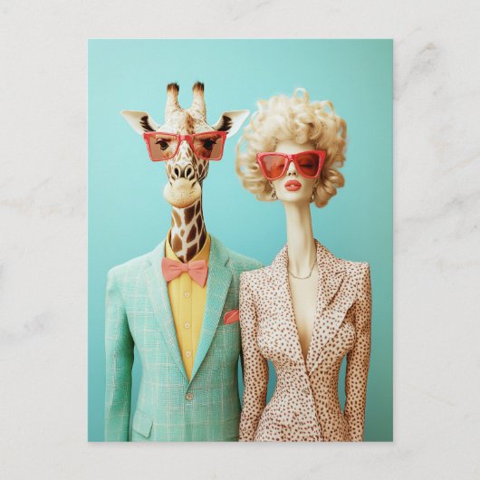 Stijlvolle Giraffe en vrouw Briefkaart (Voorkant)
