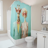 Stijlvolle Giraffe en vrouw Douchegordijn (In situ)
