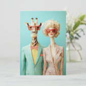 Stijlvolle Giraffe en vrouw Kaart (Staand voorkant)