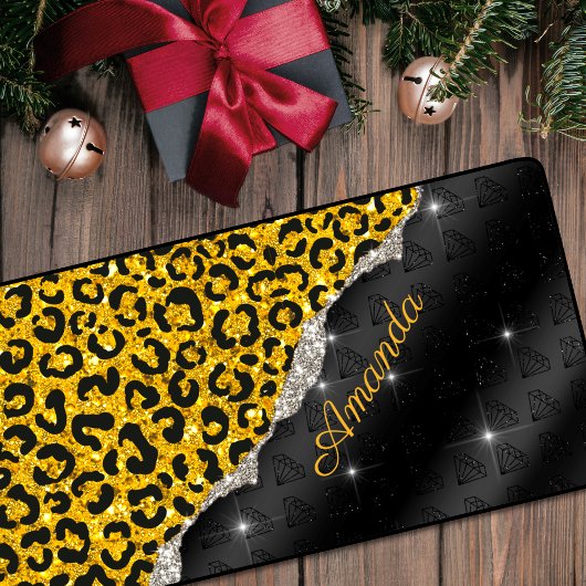 Stijlvolle girale faux-glitter dierlijk afdrukken bureaumat