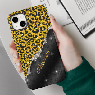 Stijlvolle girale faux-glitter dierlijk afdrukken Case-Mate iPhone 14 hoesje