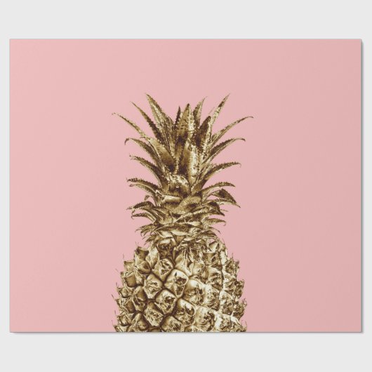 Stijlvolle  girale gouden pastelroze anananas cadeaupapier (Vlak)