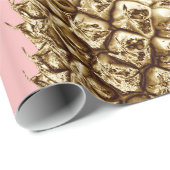 Stijlvolle  girale gouden pastelroze anananas cadeaupapier (Rol Hoek)
