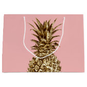 Stijlvolle  girale gouden pastelroze anananas groot cadeauzakje (Voorkant)