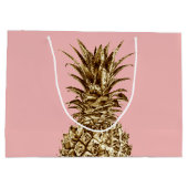 Stijlvolle  girale gouden pastelroze anananas groot cadeauzakje (Achterkant)