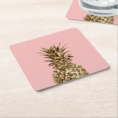Stijlvolle  girale gouden pastelroze anananas kartonnen onderzetters (Schuin)