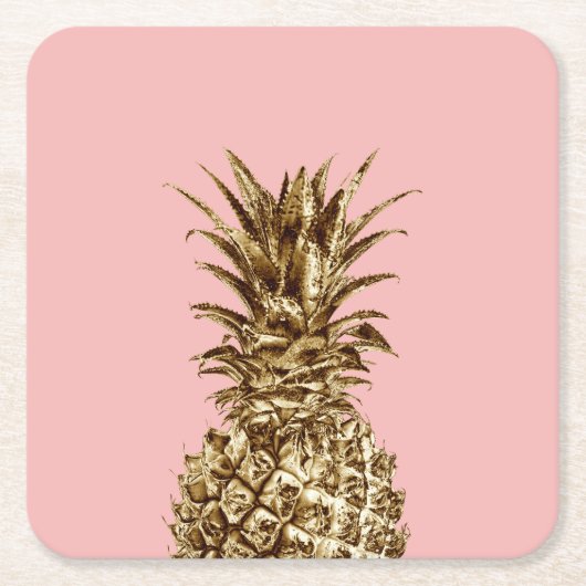 Stijlvolle  girale gouden pastelroze anananas kartonnen onderzetters (Voorkant)