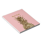 Stijlvolle  girale gouden pastelroze anananas notitieblok (Schuin)