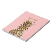 Stijlvolle  girale gouden pastelroze anananas notitieblok (Linkerzijde)