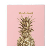 Stijlvolle  girale gouden pastelroze anananas notitieblok (Voorkant)