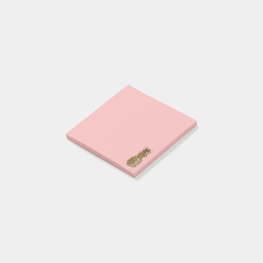 Stijlvolle  girale gouden pastelroze anananas post-it® notes (Schuin)