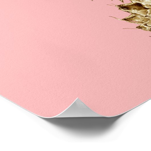 Stijlvolle girale gouden pastelroze anananas poster (Hoek)