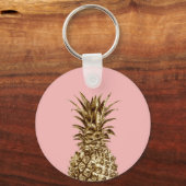 Stijlvolle  girale gouden pastelroze anananas sleutelhanger (Voorkant)