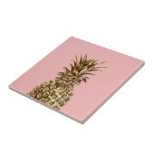 Stijlvolle  girale gouden pastelroze anananas tegeltje (Zijkant)