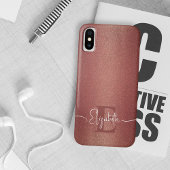 Stijlvolle Girly Chic Maroon glitter monogram naam Case-Mate iPhone Case