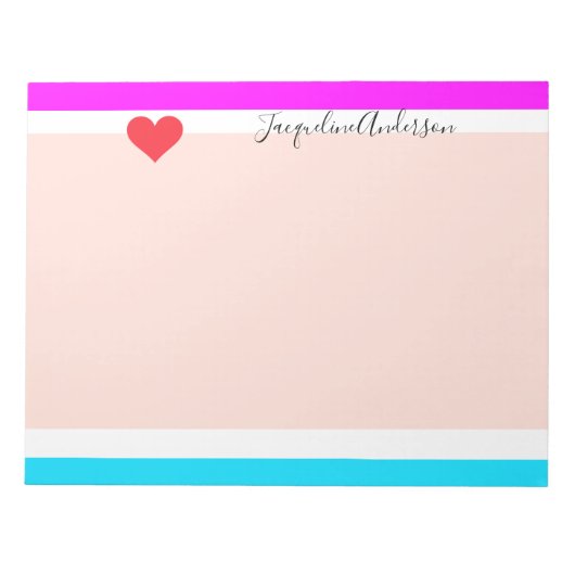 Stijlvolle Girly Modern Chic Heart Helder Kleurrij Notitieblok (Voorkant)