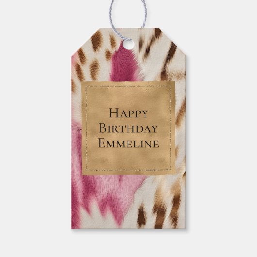 Stijlvolle Girly Pink Gold White Zebra Cadeaulabel (Voorkant)