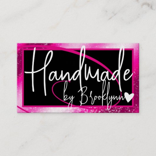Stijlvolle Girly Pink Lijst Heart Handgemaakt op n Visitekaartje (Voorkant)