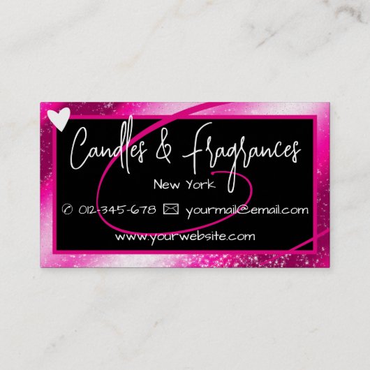 Stijlvolle Girly Pink Lijst Heart Handgemaakt op n Visitekaartje (Achterkant)