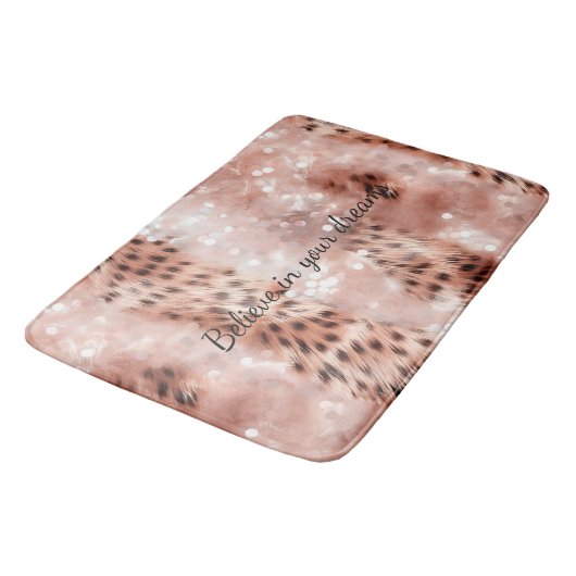 Stijlvolle Girly Pink Rose Gold Leopard Glitz Badmat (Gekanteld)