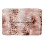 Stijlvolle Girly Pink Rose Gold Leopard Glitz Badmat (Voorkant)