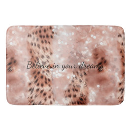 Stijlvolle Girly Pink Rose Gold Leopard Glitz Badmat