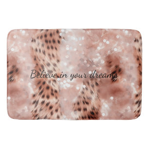 Stijlvolle Girly Pink Rose Gold Leopard Glitz Badmat