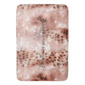 Stijlvolle Girly Pink Rose Gold Leopard Glitz Badmat (Voorkant Verticaal)