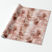 Stijlvolle Girly Pink Rose Gold Leopard Glitz Cadeaupapier (Uitgerold)