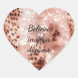 Stijlvolle Girly Pink Rose Gold Leopard Glitz Hart Sticker