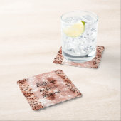 Stijlvolle Girly Pink Rose Gold Leopard Glitz Kartonnen Onderzetters (Insitu)