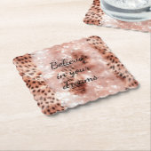 Stijlvolle Girly Pink Rose Gold Leopard Glitz Kartonnen Onderzetters (Gebogen)