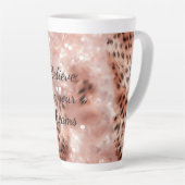 Stijlvolle Girly Pink Rose Gold Leopard Glitz Latte Mok (Rechterhoek)