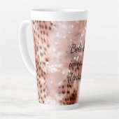 Stijlvolle Girly Pink Rose Gold Leopard Glitz Latte Mok (Linkerhoek)