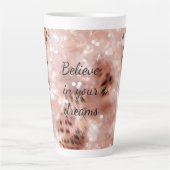 Stijlvolle Girly Pink Rose Gold Leopard Glitz Latte Mok (Voorkant)