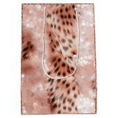 Stijlvolle Girly Pink Rose Gold Leopard Glitz Medium Cadeauzakje (Achterkant)