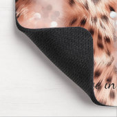 Stijlvolle Girly Pink Rose Gold Leopard Glitz Muismat (Hoek)