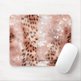 Stijlvolle Girly Pink Rose Gold Leopard Glitz Muismat