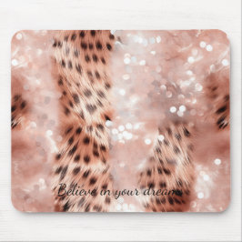 Stijlvolle Girly Pink Rose Gold Leopard Glitz Muismat