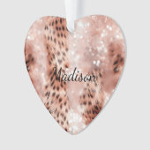 Stijlvolle Girly Pink Rose Gold Leopard Glitz Ornament (voorkant)