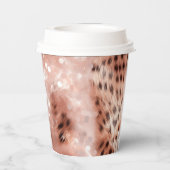 Stijlvolle Girly Pink Rose Gold Leopard Glitz Papieren Bekers (Achterkant)