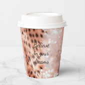 Stijlvolle Girly Pink Rose Gold Leopard Glitz Papieren Bekers (Voorkant)