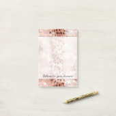 Stijlvolle Girly Pink Rose Gold Leopard Glitz Post-it® Notes (Op bureau)