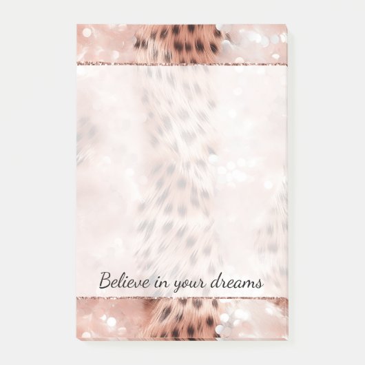 Stijlvolle Girly Pink Rose Gold Leopard Glitz Post-it® Notes (Voorkant)