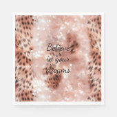 Stijlvolle Girly Pink Rose Gold Leopard Glitz Servet (Voorkant)
