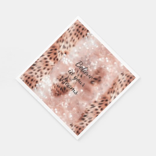 Stijlvolle Girly Pink Rose Gold Leopard Glitz Servet (Hoek)
