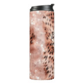 Stijlvolle Girly Pink Rose Gold Leopard Glitz Thermosbeker (Gedraaid links)