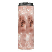 Stijlvolle Girly Pink Rose Gold Leopard Glitz Thermosbeker (Achterkant)