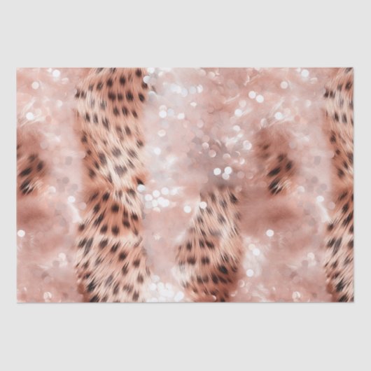 Stijlvolle Girly Pink Rose Gold Leopard Glitz Tissuepapier (Voorkant)