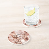 Stijlvolle Girly Pink Rose Gold Leopard Glitz Zandsteen Onderzetter (Zijkant)